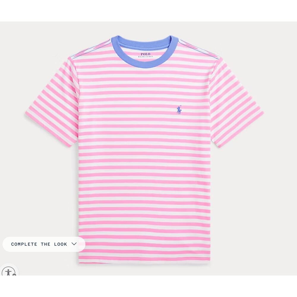 Polo Ralph Lauren - Boys - Pink Striped Cotton Jersey Tee Tshirt - Size L 14-16